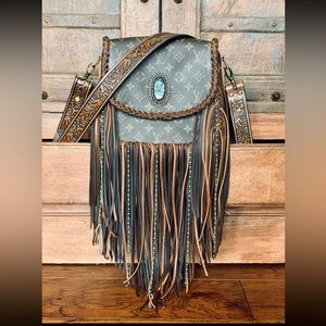 Boho style refurbished Louis Vuitton bag.